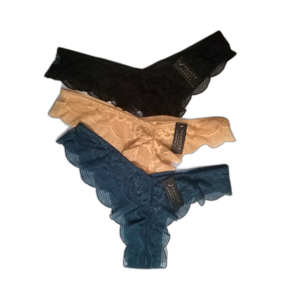 Youmita XL Soft Stretch Lace Thong Lot of 3 NWT